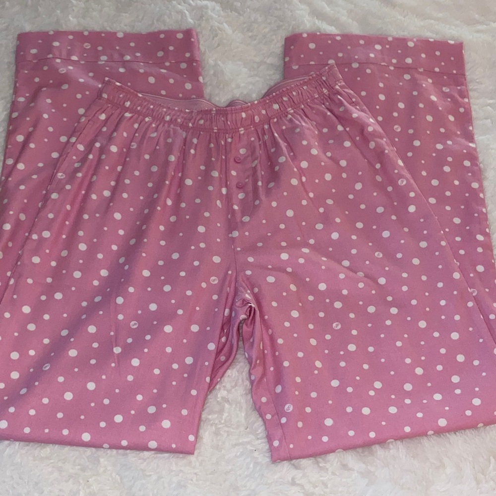 NWT Victoria Secrets Pink Side Pockets Pink and White Polka Dot Pajamas Size XS